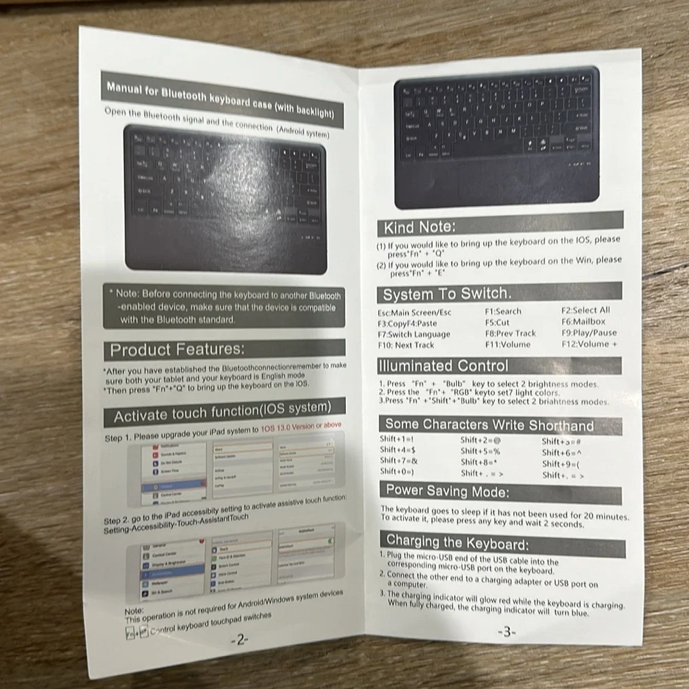 NWT Bluetooth keyboard with backlight. Works with 3 systems